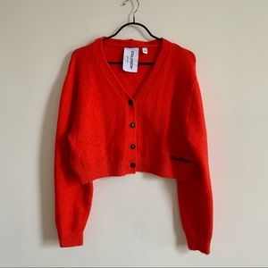 COLLUSION boxy red cropped cardigan size US4